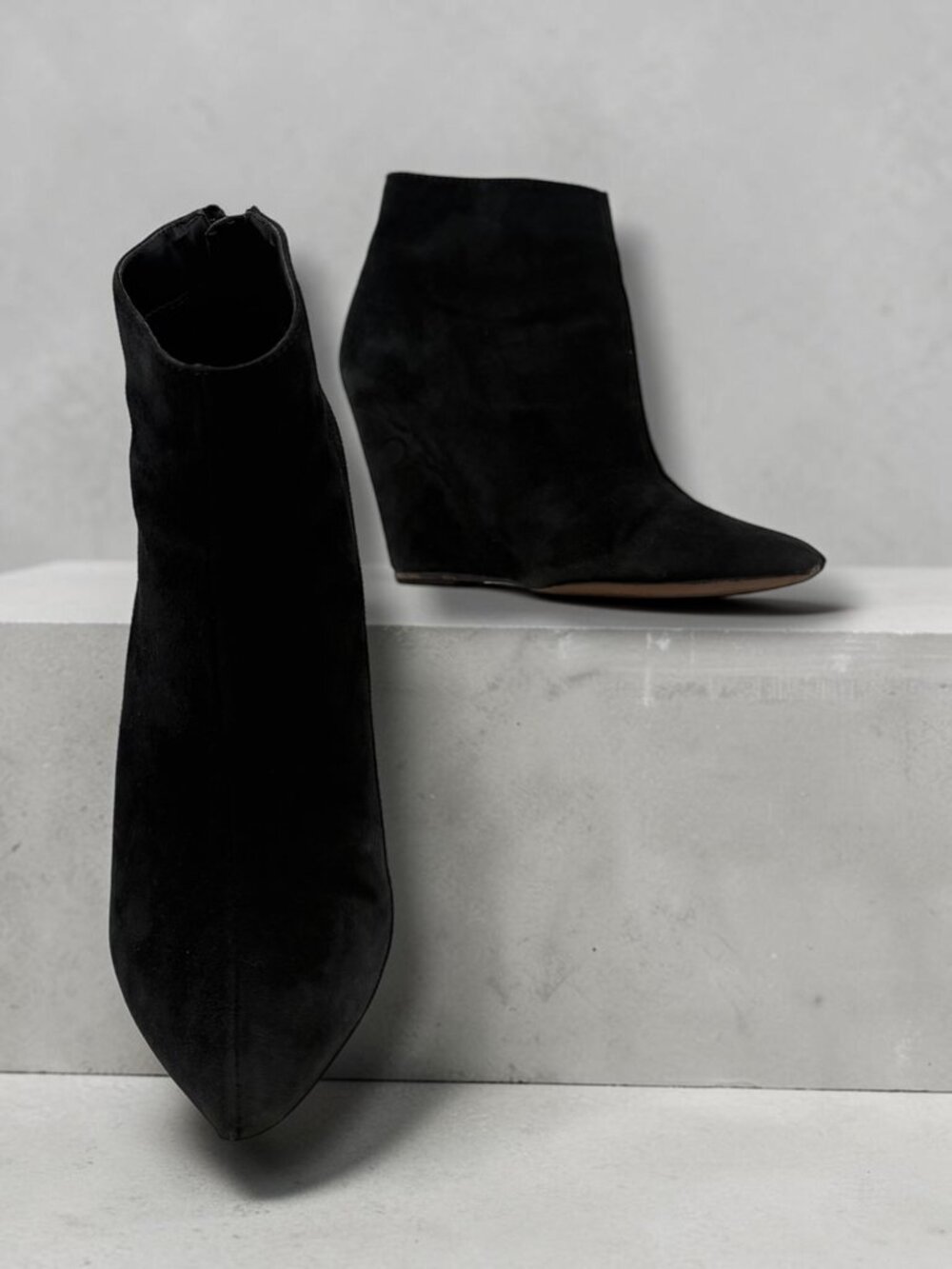 Dolce Vita Black Suede Wedge Booties - Picture 4 of 4